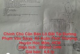 Chính Chủ Cần Bán Lô Đất Tại Đường Phạm Văn Sáng, Xã Xuân Thới Thượng, Huyện Hóc Môn, HCM